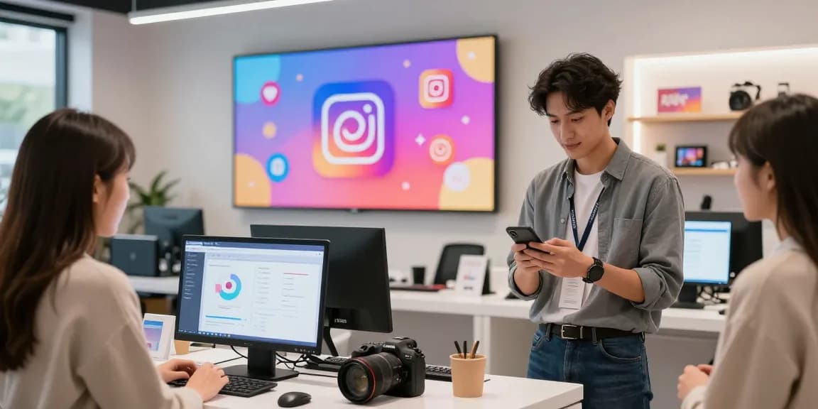 顧客のインタラクションとソーシャルメディアメトリクスを示すインスタフォロワー販売の魅力的なデジタルストアフロント。