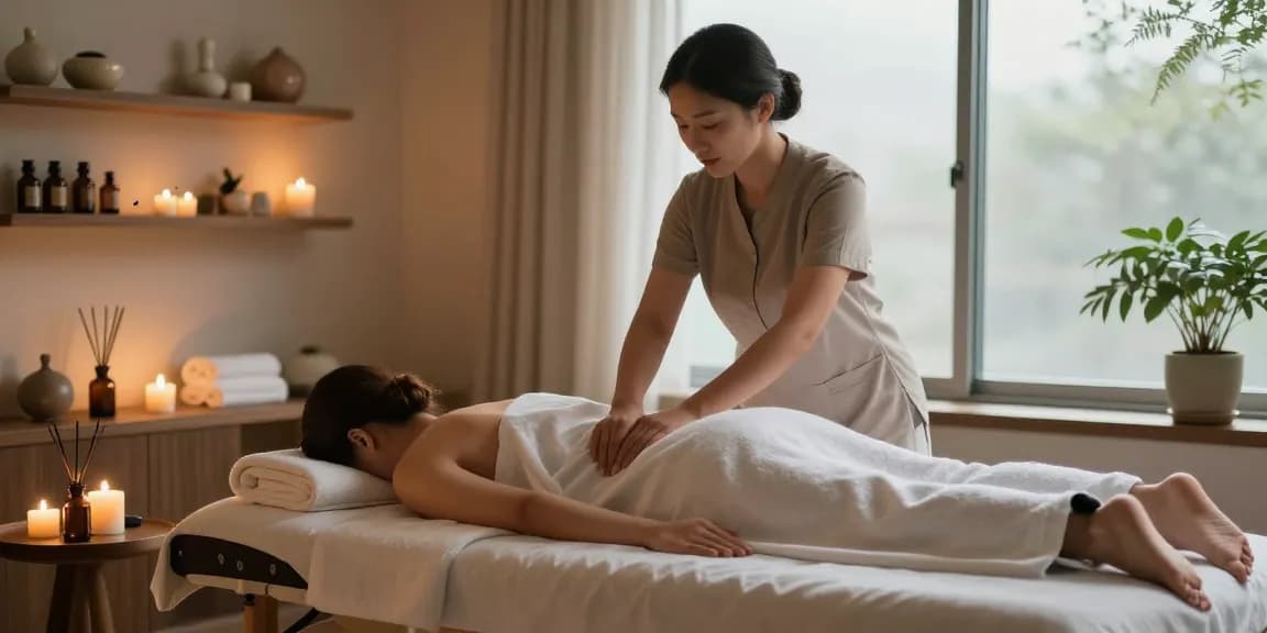 신림동출장안마 서비스를 제공하는 평화로운 마사지 치료실 장면