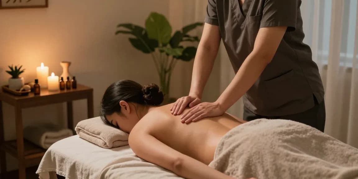 동탄마사지 편안한 마사지 중인 모습, 아늑한 분위기에서 고객의 피로를 풀어주는 전문 관리사