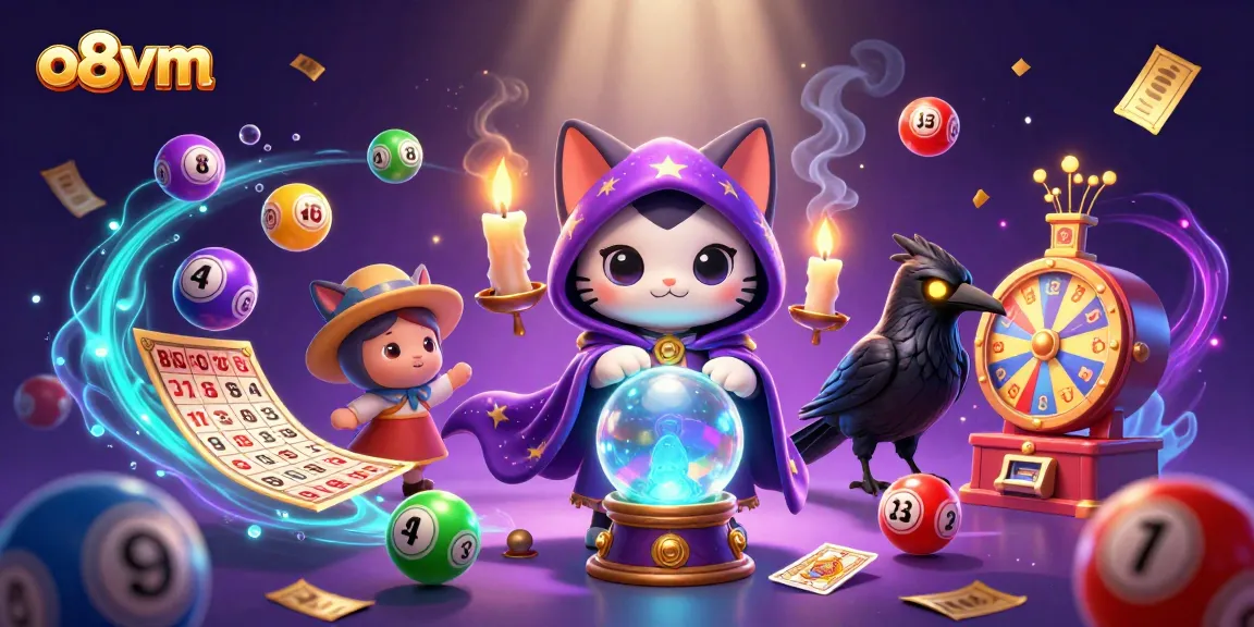 Engage with exciting slots and lotteries at o8vm's captivating gambling scene, full of vibrant visuals.