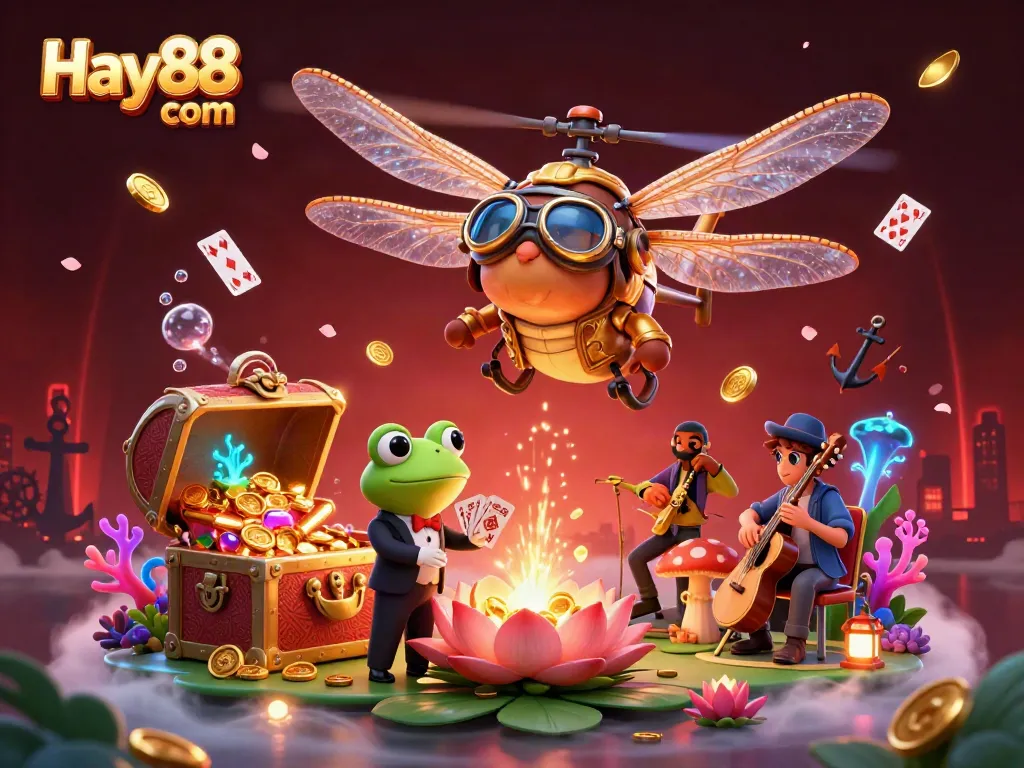 Experience thrilling gameplay at Hay88 com with a vibrant casino scene featuring unique characters and enchanting game elements.