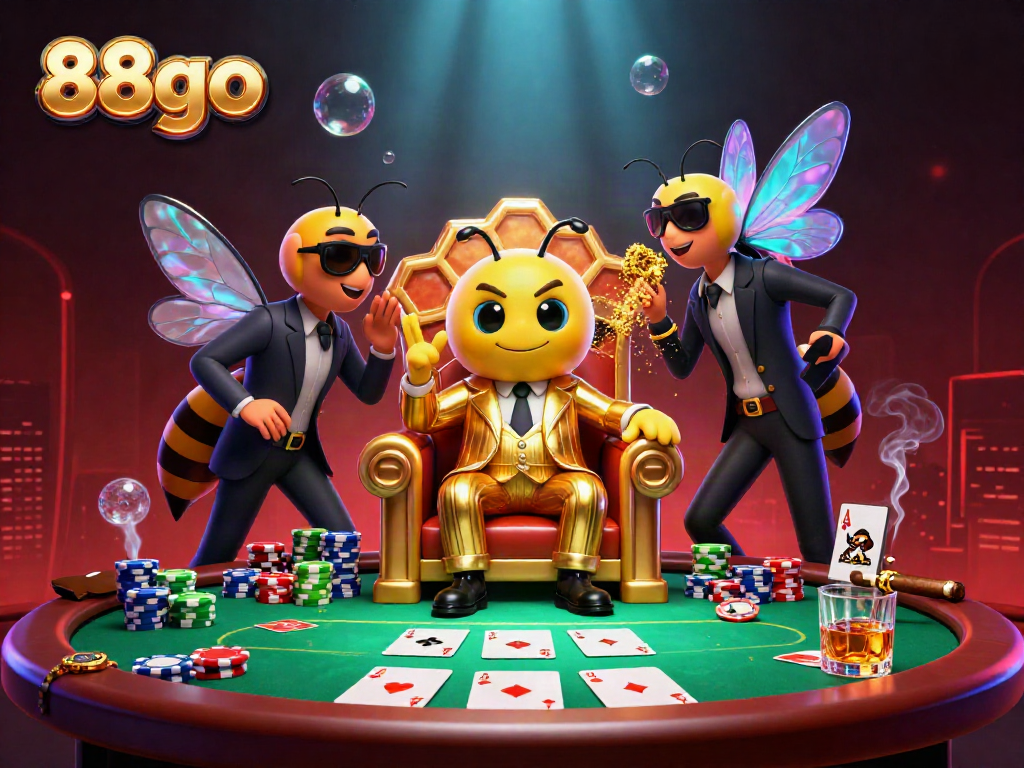 Experience thrilling games at 88go with a vibrant poker scene featuring animated characters and colorful elements.