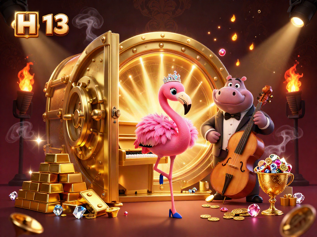 Engage in thrilling H 13 casino action with vibrant characters in a dynamic setting.
