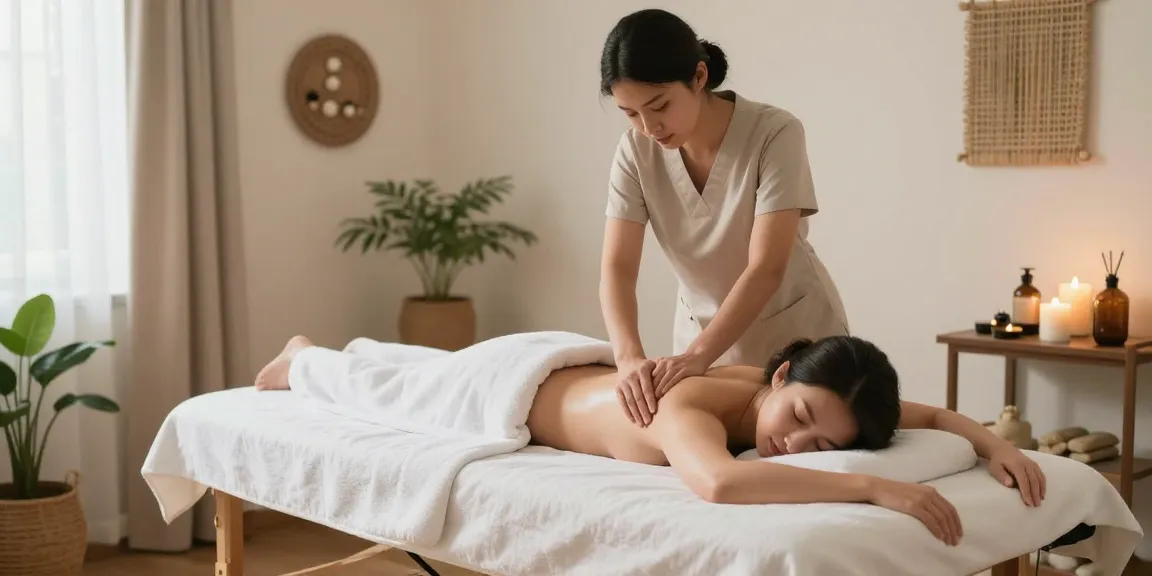 수원마사지 전문 스파에서 아로마 오일로 마사지를 받는 모습과 편안한 분위기