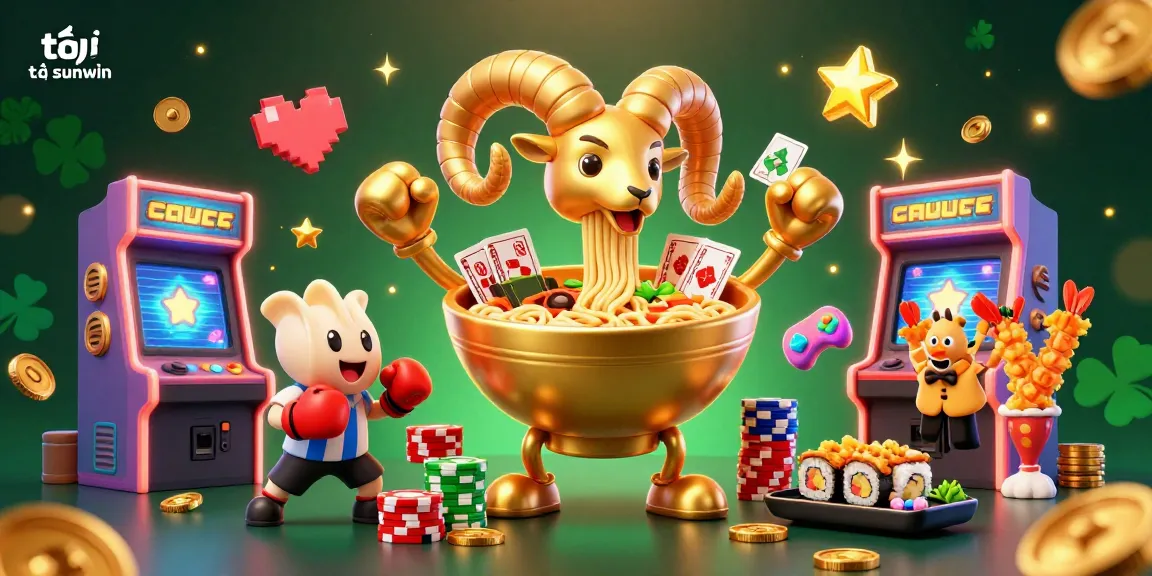 Experience excitement at tải sunwin with engaging characters and casino elements in a vibrant 3D illustration.