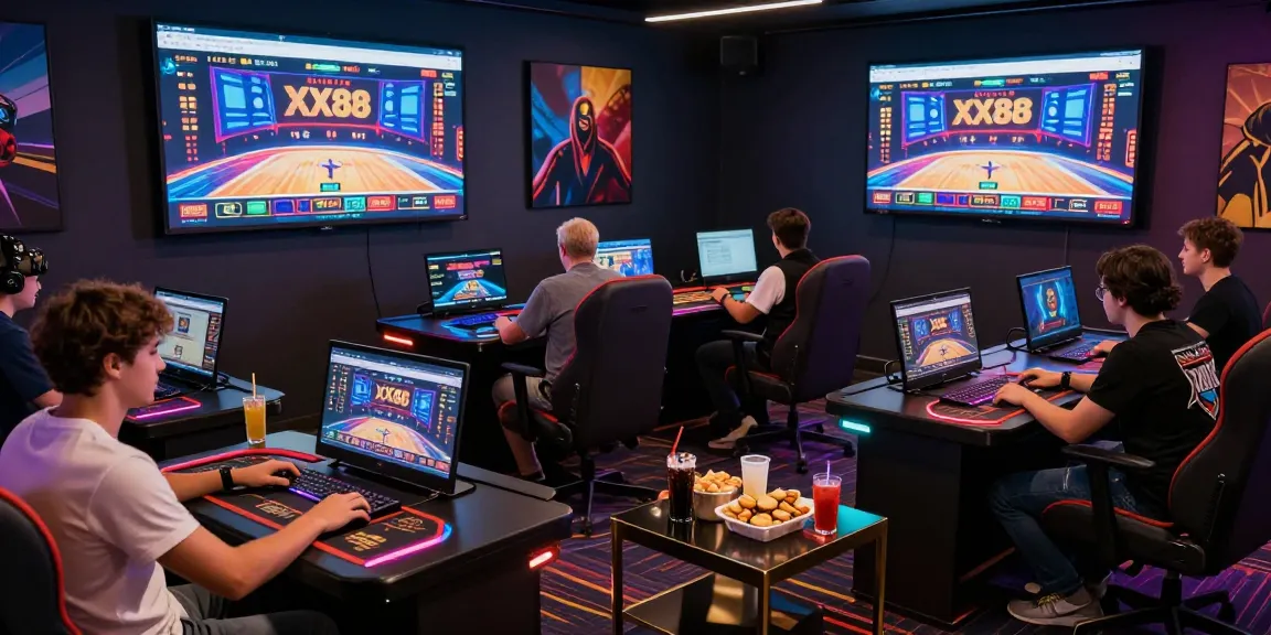 Players enjoy a vibrant gaming session on XX88 platform with sleek devices and interactive atmosphere.