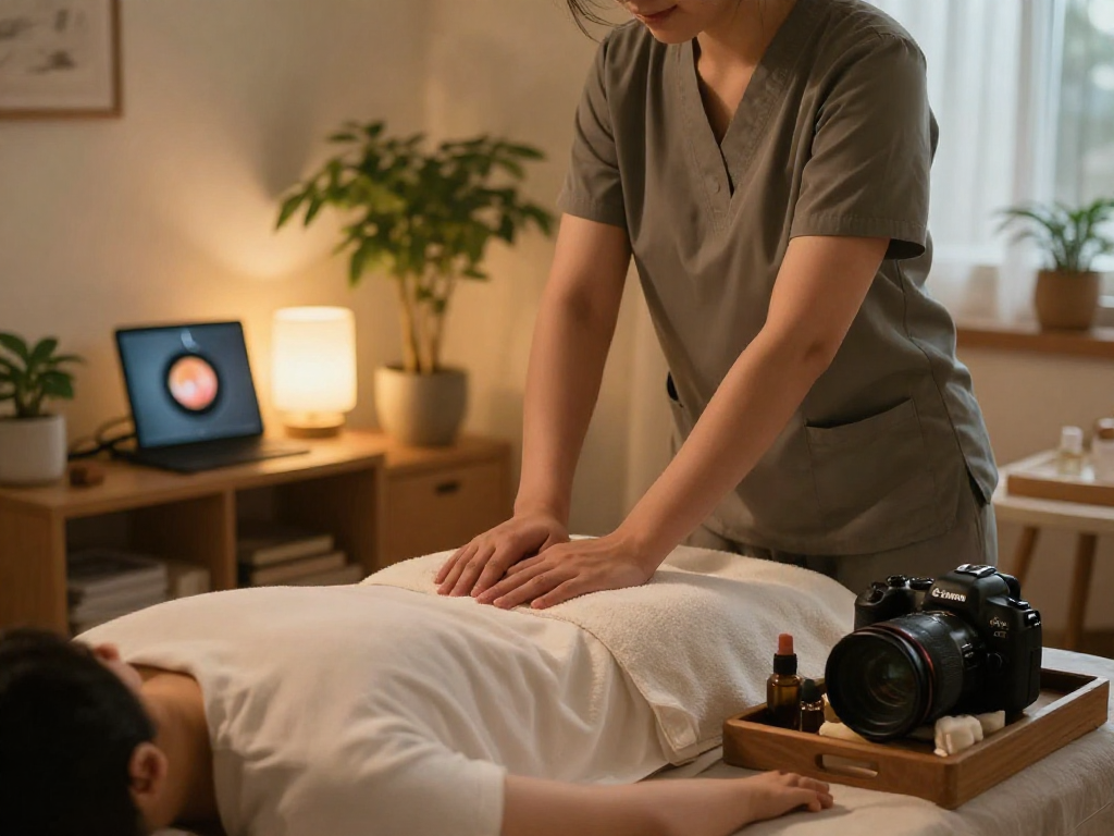 Relaxing massage session in a cozy home setting for 일산출장마사지.