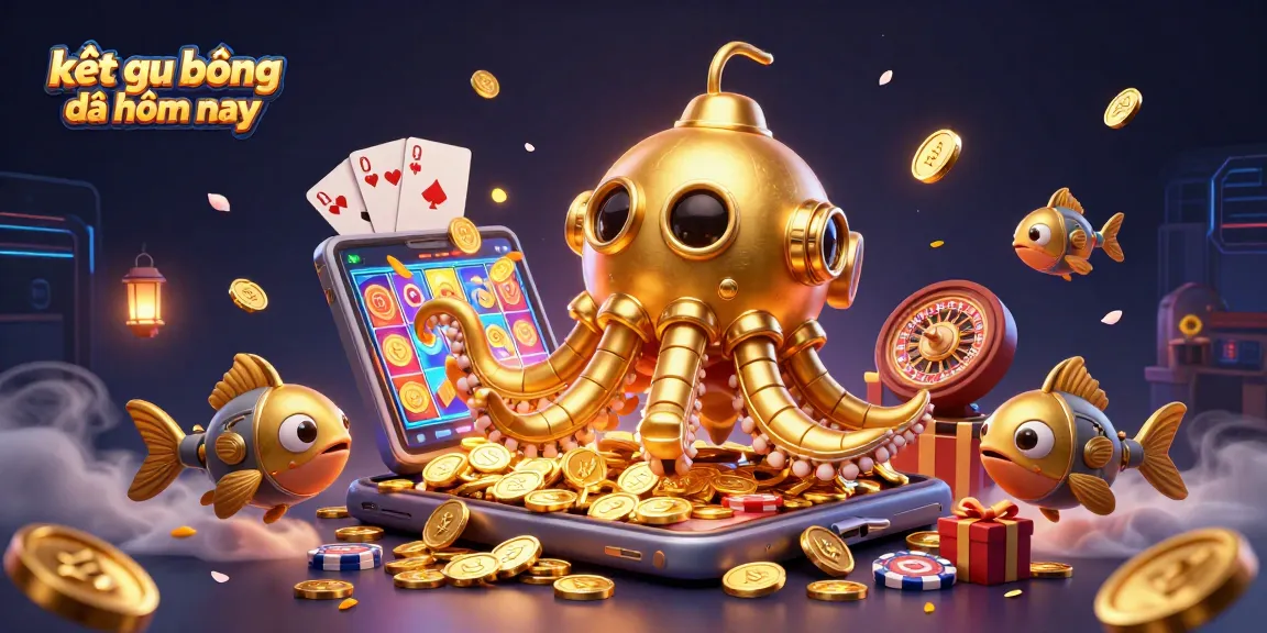 Bet on kết quả bóng đá hôm nay with this vibrant 3D illustration of playful gambling elements.